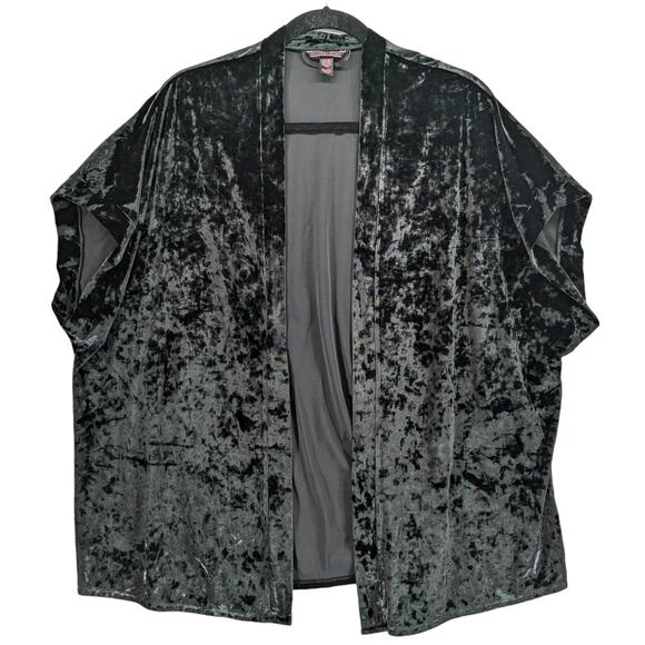 Victoria's Secret Crushed Velvet Kimono M Black Open Front Robe Coverup Cardigan - Picture 1 of 9